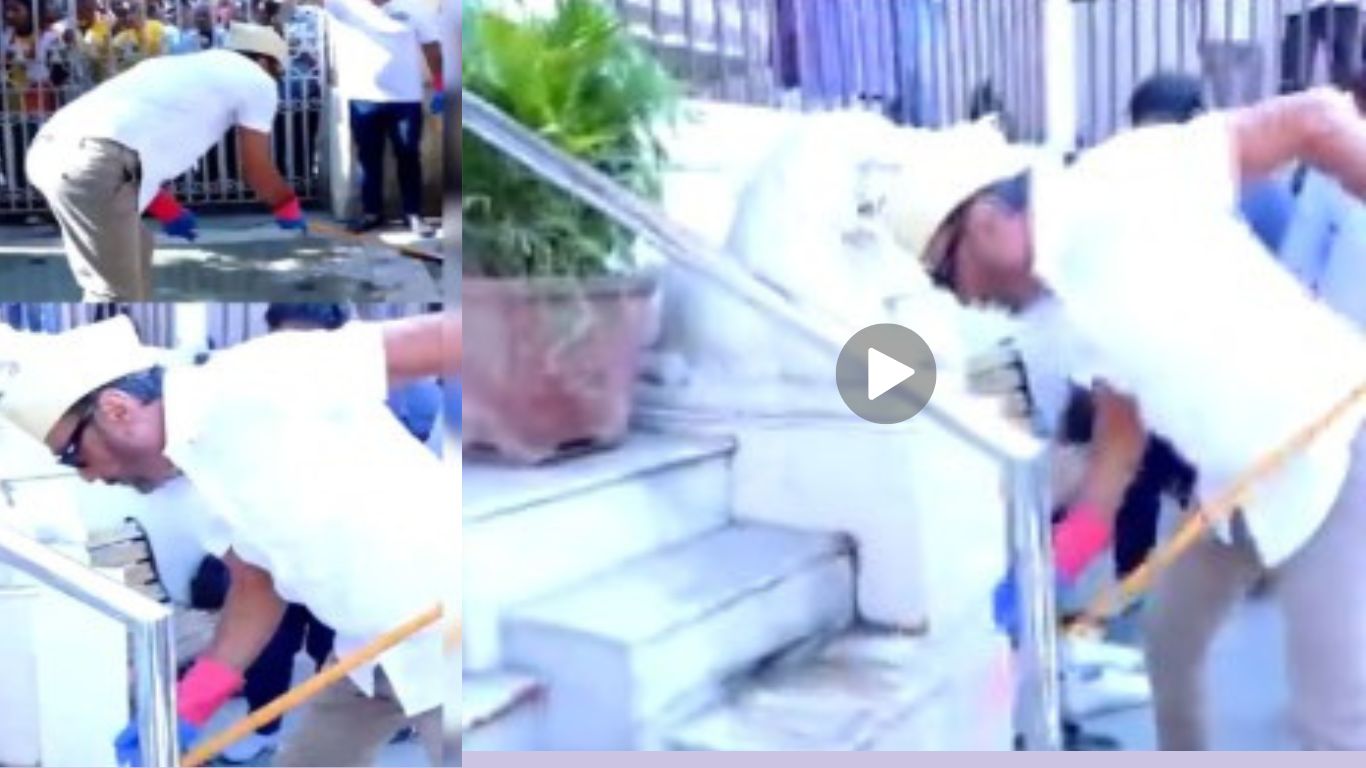 Jackie Shroff Video: Jackie Shroff was seen cleaning Ram temple, fans are giving funny reactions.